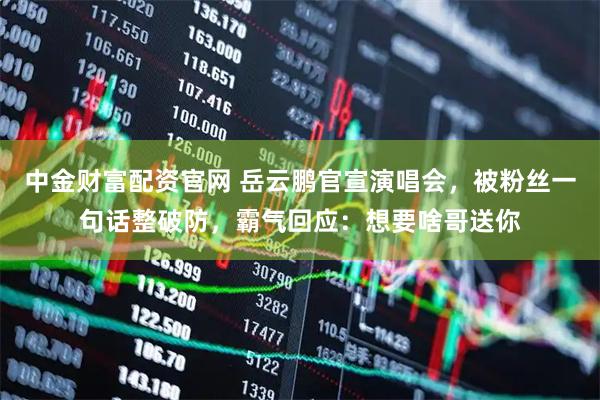 中金财富配资官网 岳云鹏官宣演唱会，被粉丝一句话整破防，霸气回应：想要啥哥送你