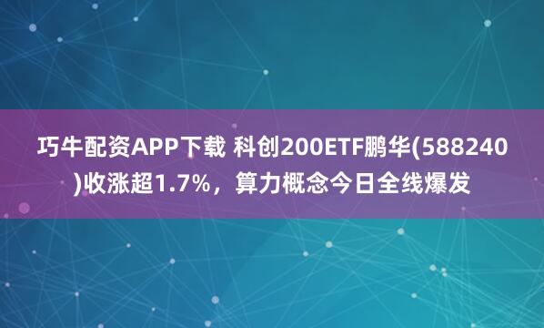 巧牛配资APP下载 科创200ETF鹏华(588240)收涨超1.7%，算力概念今日全线爆发